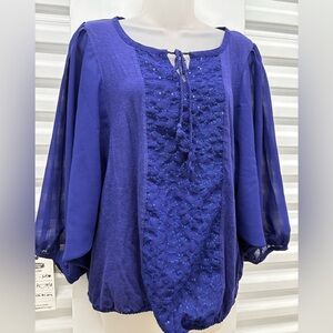 Gloria Vanderbilt Royal Blue Blouse